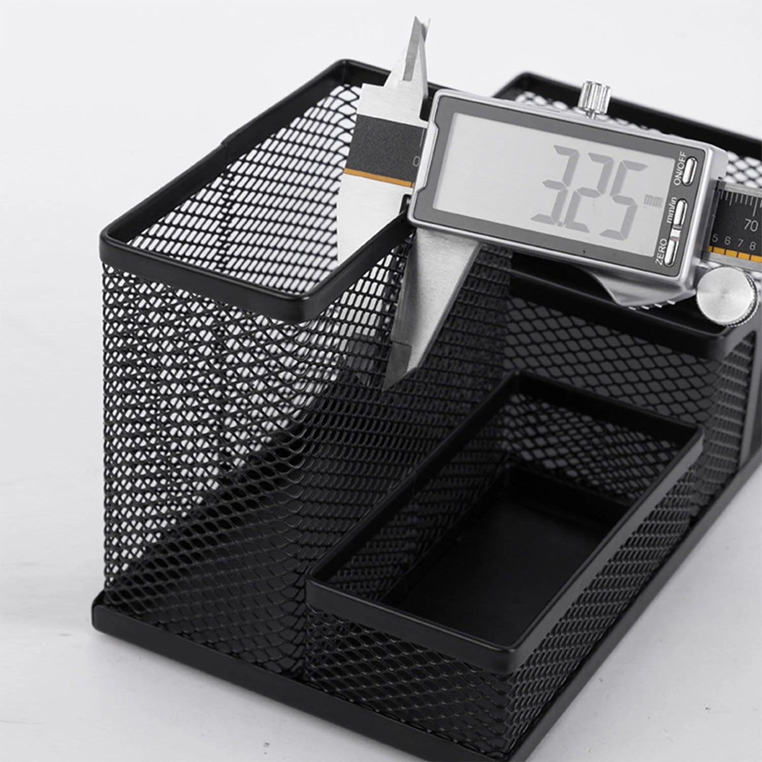 Mesh Desk Organizer Black Pen Holder Office Supplies and Organizers, 4 Compartments