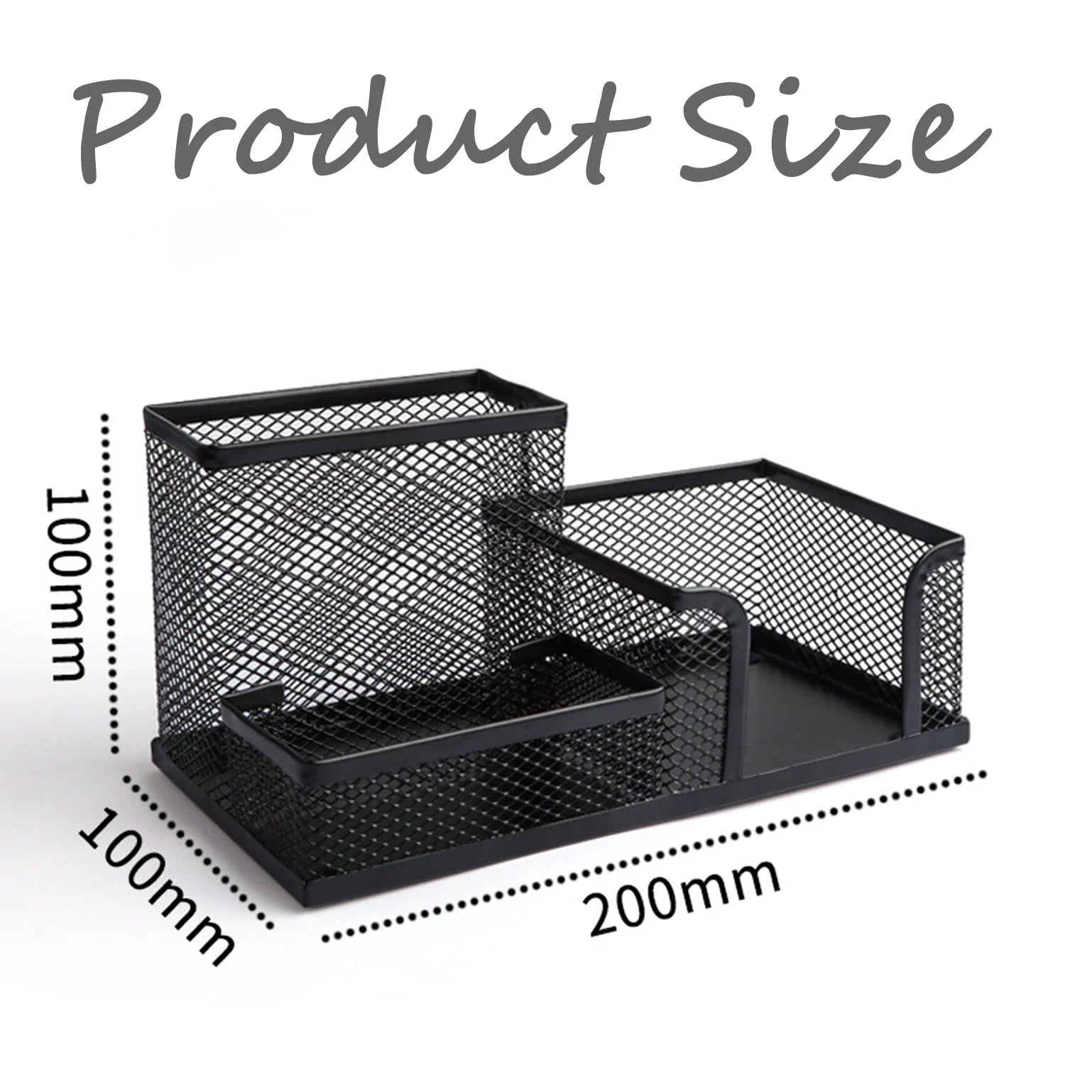 Mesh Desk Organizer Black Pen Holder Office Supplies and Organizers, 4 Compartments
